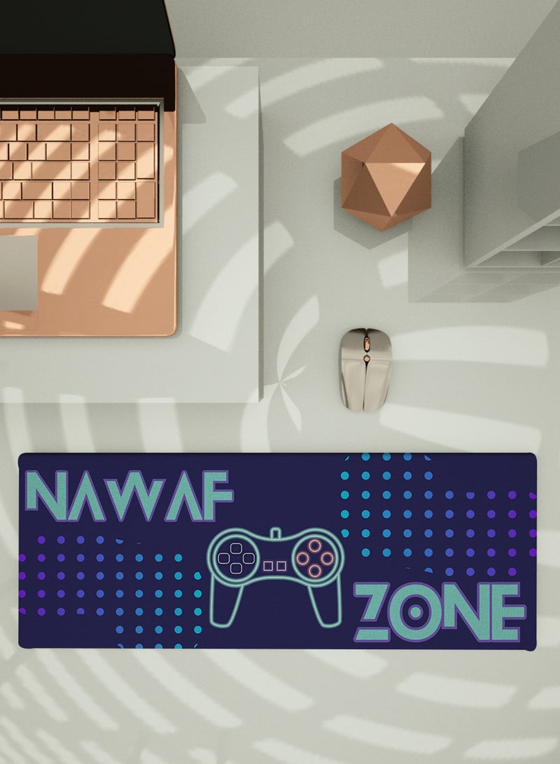 LOWHA - Customizable Desk Pad Rubber Desk Mat with Personalized Name and Gaming Joystick Pattern on Premium Polyester Blue/Purple - Image 1