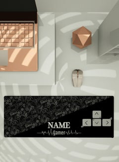LOWHA Customizable Desk Pad Rubber Desk Mat with Personalized Name and Gaming Pattern on Premium Polyester Black/White  - Image 5