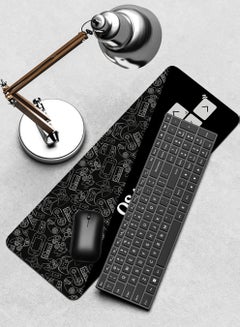 LOWHA Customizable Desk Pad Rubber Desk Mat with Personalized Name and Gaming Pattern on Premium Polyester Black/White  - Image 4