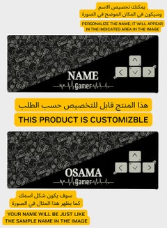 LOWHA Customizable Desk Pad Rubber Desk Mat with Personalized Name and Gaming Pattern on Premium Polyester Black/White  - Image 2