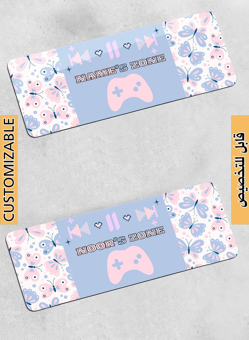 LOWHA Customizable Desk Pad Rubber Desk Mat with Personalized Name and Butterflies Pattern on Premium Polyester Multicolour  - Image 1