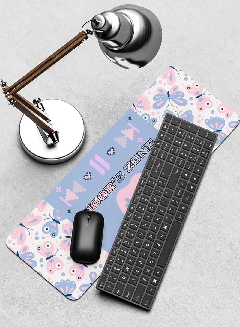 LOWHA Customizable Desk Pad Rubber Desk Mat with Personalized Name and Butterflies Pattern on Premium Polyester Multicolour  - Image 4