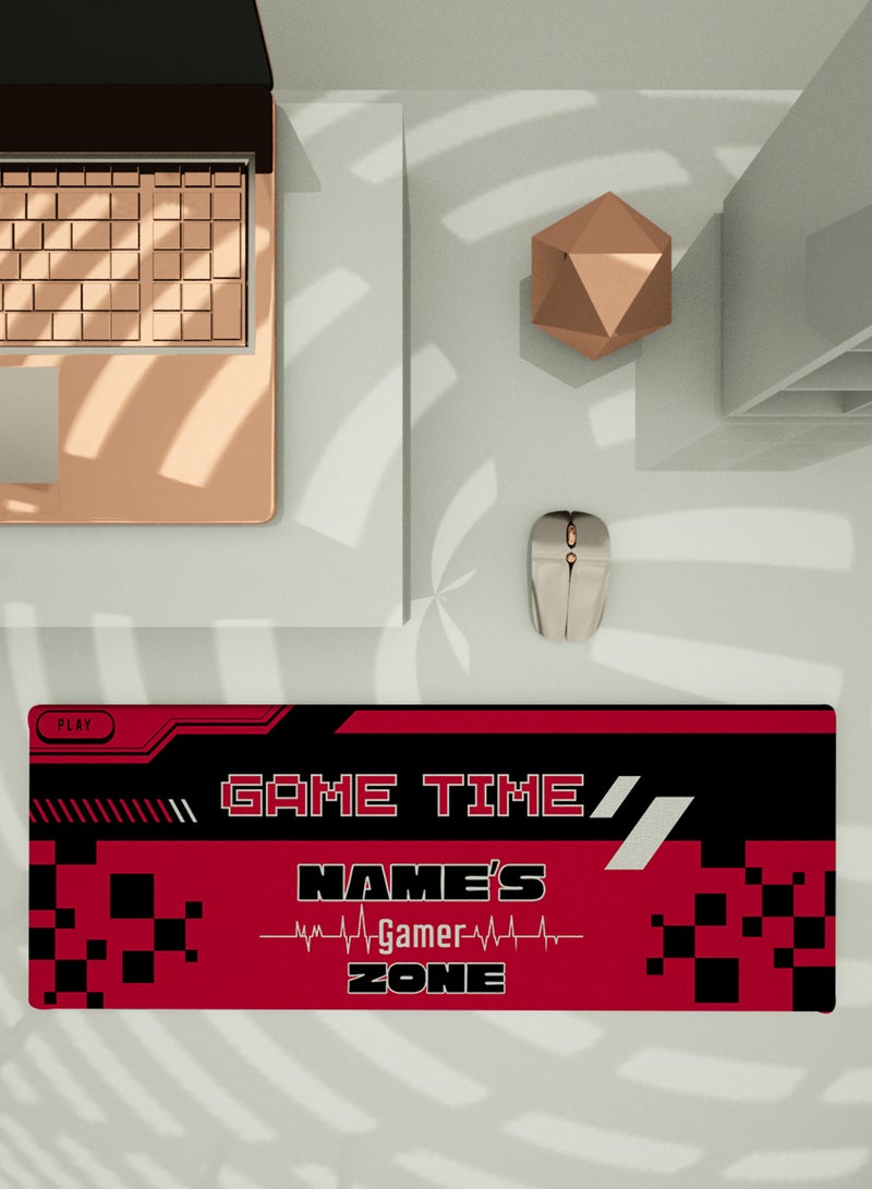 LOWHA Customizable Desk Pad Rubber Desk Mat with Personalized Name and Game Time Design on Premium Polyester Red/Black/White  - Image 5