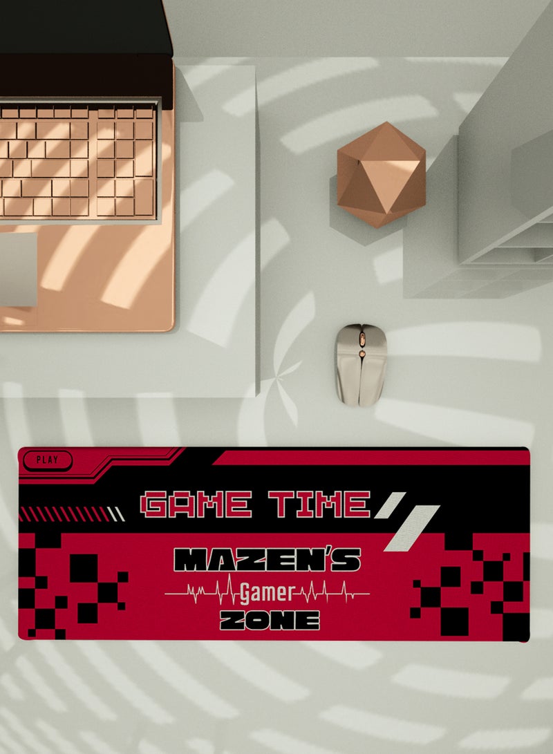 LOWHA Customizable Desk Pad Rubber Desk Mat with Personalized Name and Game Time Design on Premium Polyester Red/Black/White  - Image 3