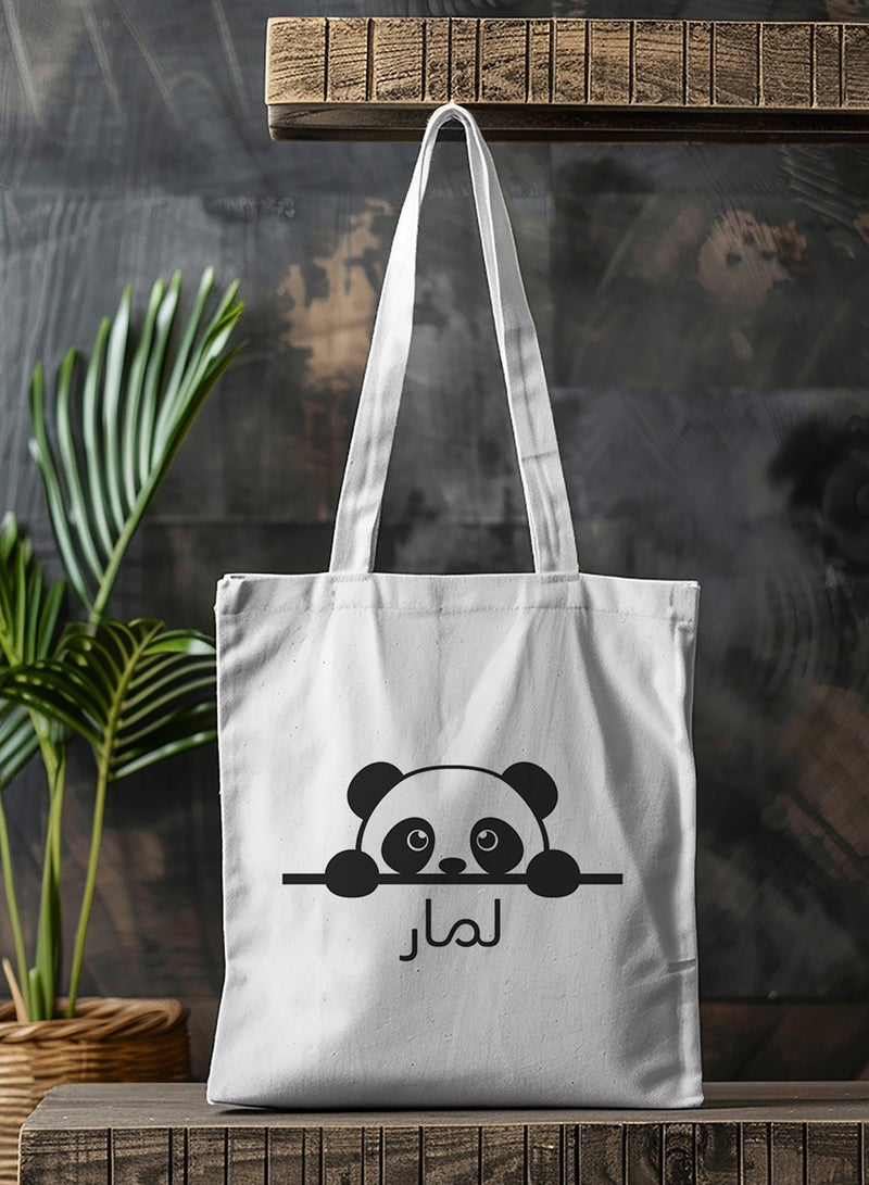 لوحة حقيبة يد بأحزمة كتف من البوليستر باسم قابل للتخصيص بتصميم باندا أبيض - Image 4