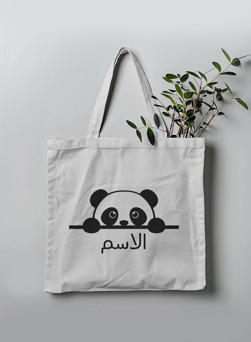 لوحة حقيبة يد بأحزمة كتف من البوليستر باسم قابل للتخصيص بتصميم باندا أبيض - Image 3