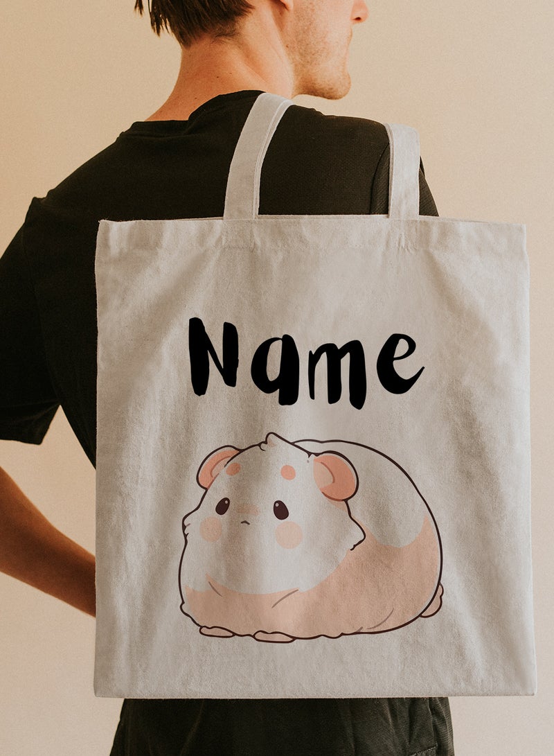 LOWHA Customizable Polyester Tote Bag with Shoulder Straps Personalized with Your Name and Cute Sheep Design Beige - Image 5