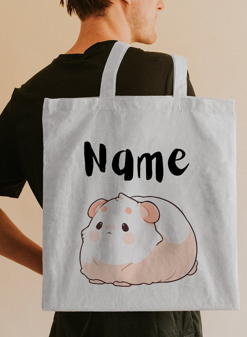 LOWHA Customizable Polyester Tote Bag with Shoulder Straps Personalized with Your Name and Cute Sheep Design White - Image 5