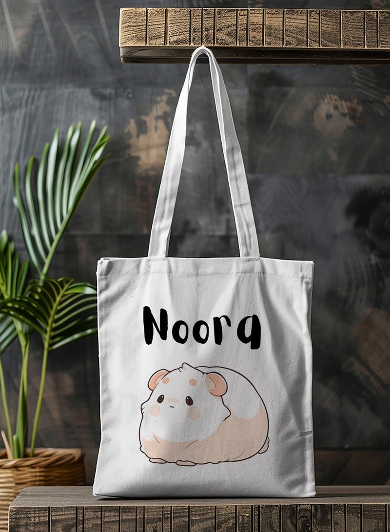 LOWHA Customizable Polyester Tote Bag with Shoulder Straps Personalized with Your Name and Cute Sheep Design White - Image 4