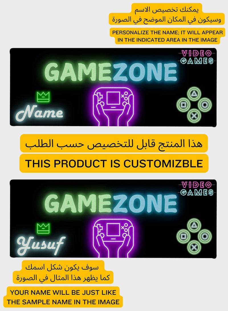 LOWHA Customizable Desk Pad Rubber Desk Mat with Personalized Name and Game Zone Design on Premium Polyester Multicolour  - Image 2