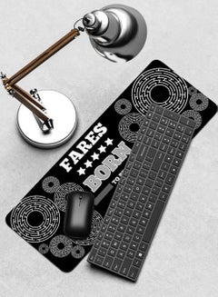 LOWHA Customizable Desk Pad Rubber Desk Mat with Personalized Name and Born To Be Gamer Design on Premium Polyester Black/White/Grey  - Image 4