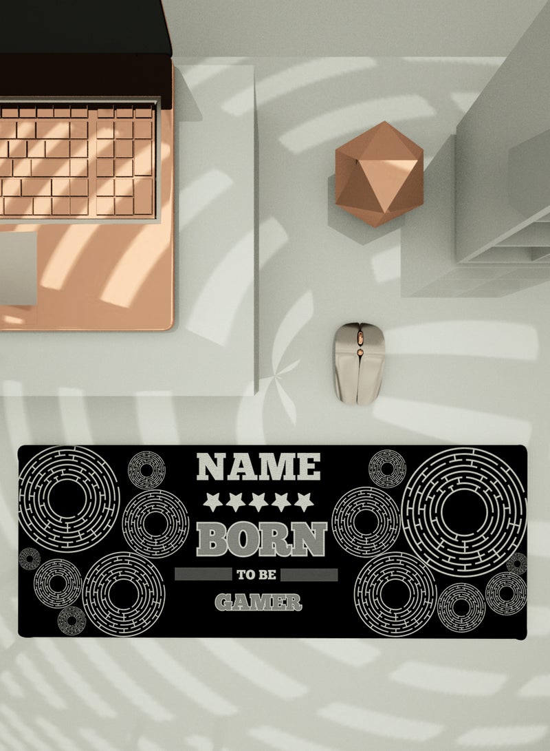 LOWHA - Customizable Desk Pad Rubber Desk Mat with Personalized Name and Born To Be Gamer Design on Premium Polyester Black/White/Grey - Image 1