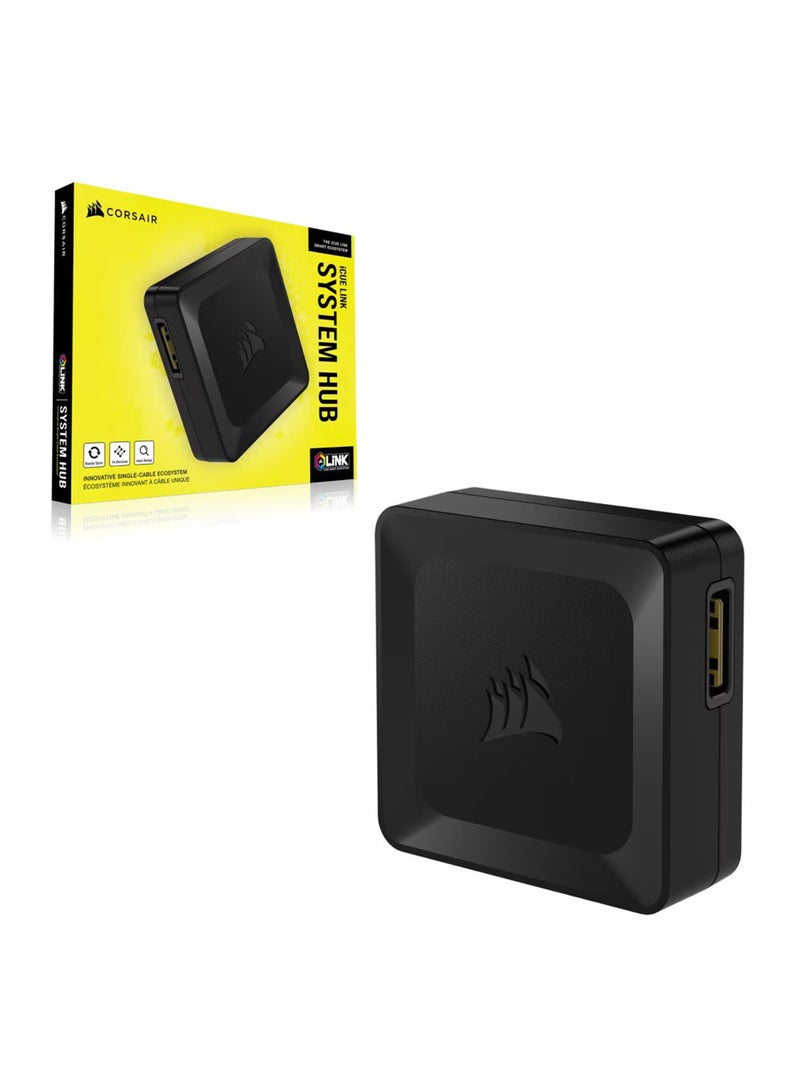 iCUE Link System Hub, 6x RGB and Fan Channels, USB 2.0 Connectivity, iCUE Software Compatibility, Supports iCUE Lighting, Fan Speed Control, Modular Design for PC Customization, CL-9011116-WW Black