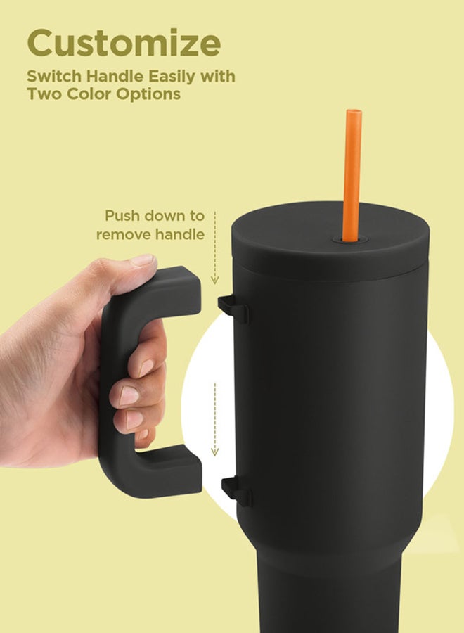 ميلتون 1180 مل كوب معزول بالفراغ مع مقبضين قابلين للإزالة - يشمل 2 قشة، يحافظ على المشروبات ساخنة وباردة، فولاذ مقاوم للصدأ 18/8، زجاجة مزدوجة الجدران، كوب سفر للسيارة، في الهواء الطلق - فينوس - Image 4