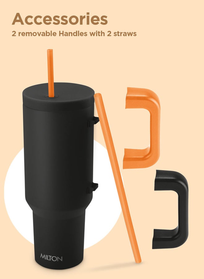 ميلتون 1180 مل كوب معزول بالفراغ مع مقبضين قابلين للإزالة - يشمل 2 قشة، يحافظ على المشروبات ساخنة وباردة، فولاذ مقاوم للصدأ 18/8، زجاجة مزدوجة الجدران، كوب سفر للسيارة، في الهواء الطلق - فينوس - Image 5