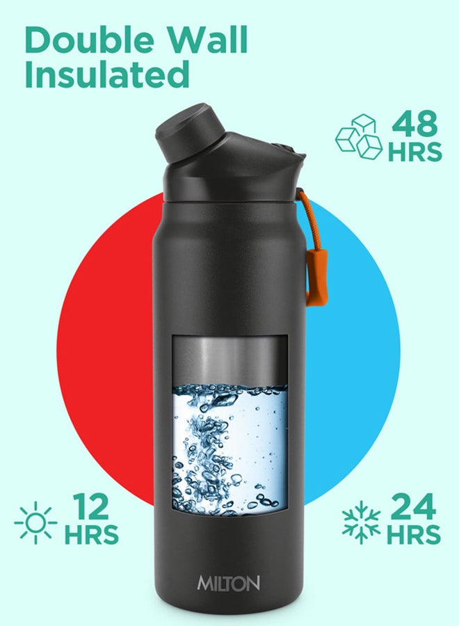 ميلتون زجاجة ماء معزولة بالفراغ سعة 940 مل مع غطاء قشة مغناطيسي، تحافظ على المشروبات ساخنة لمدة 12 ساعة وباردة لمدة 24 ساعة، من الفولاذ المقاوم للصدأ 18/8، زجاجة مزدوجة الجدران مع طلاء نحاسي داخلي للرياضة - تركي - Image 2