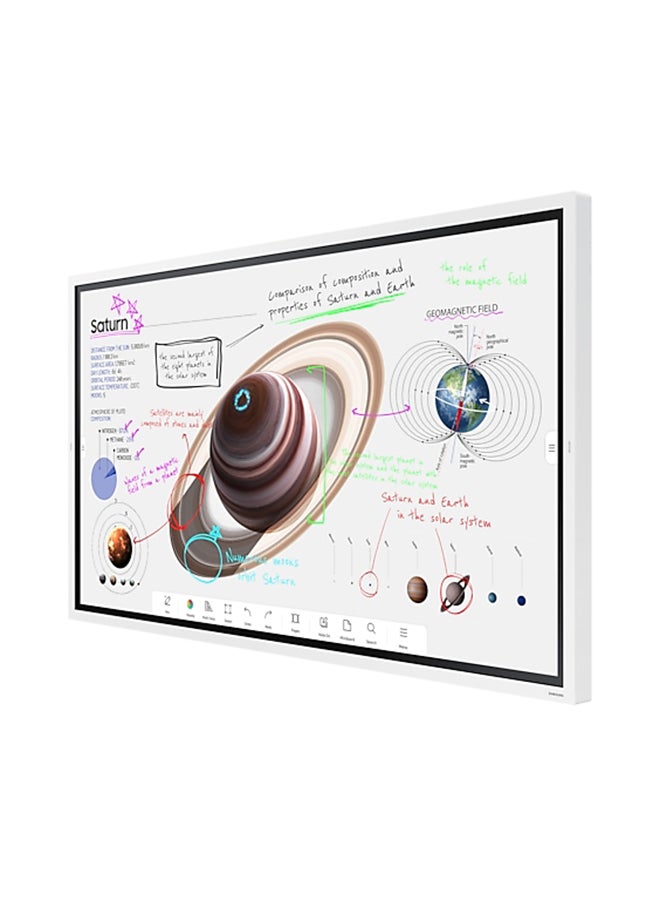 Samsung - Flip Pro 65" Interactive Display - 4K VA Panel, 3840x2160 Resolution, 350 nits Brightness, 4000:1 Contrast Ratio, Touch IR Technology, HDMI 2.0, DisplayPort 1.2, USB-C, Wi-Fi, Bluetooth, Tizen 6.5, 32GB Flash Memory, VESA Mount Compatible | LH65WMBWBGCXUE White - Image 1