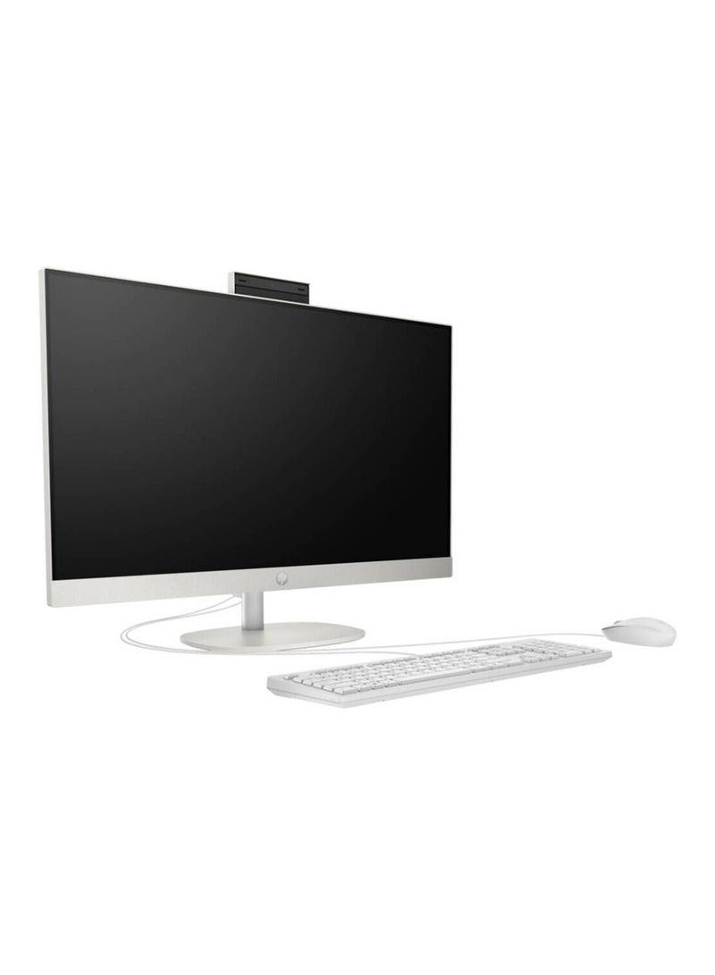 HP - 27-cr0148nh All-in-One Desktop, 27" FHD IPS Display, Intel Core i7-1355U, 8GB RAM, 512GB SSD, Intel Iris Xe Graphics, HP 125 USB White Wired English Keyboard & Mouse, FreeDos, A99BLEA White - Image 1