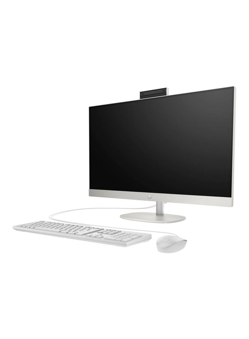 HP - 27-cr0148nh All-in-One Desktop, 27" FHD IPS Display, Intel Core i7-1355U, 8GB RAM, 512GB SSD, Intel Iris Xe Graphics, HP 125 USB White Wired English Keyboard & Mouse, FreeDos, A99BLEA White - Image 1