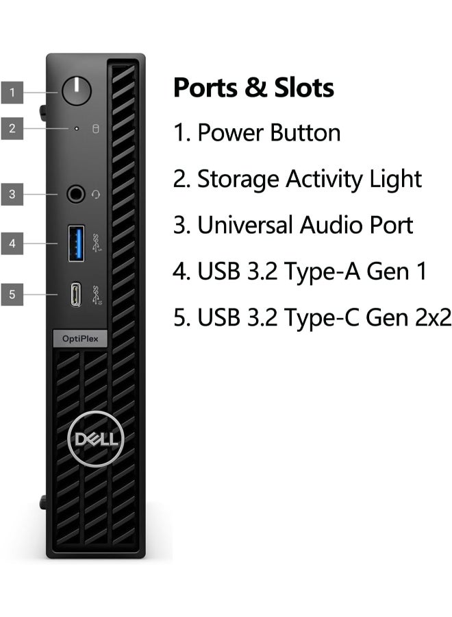 ديل OptiPlex 7020 Micro Desktop Intel Core i5-14500T Processor/64GB RAM/1TB SSD/Windows 11 Pro With English Keyboard And Mouse Black Black - Image 4