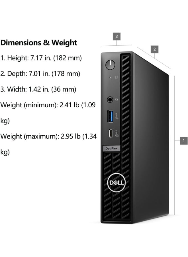 DELL OptiPlex 7020 Micro Desktop Intel Core i5-14500T Processor/64GB RAM/2TB SSD/Windows 11 Pro With English/Arabic Keyboard And Mouse Black Black - Image 3