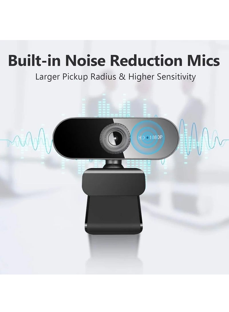 Aukey - 1080P HD Webcam with Microphone - Noise Reduction Streaming Computer Web Camera for Desktop Laptop PC - Autofocus USB Camera for Video Calling Zoom Meeting BLACK - Image 1