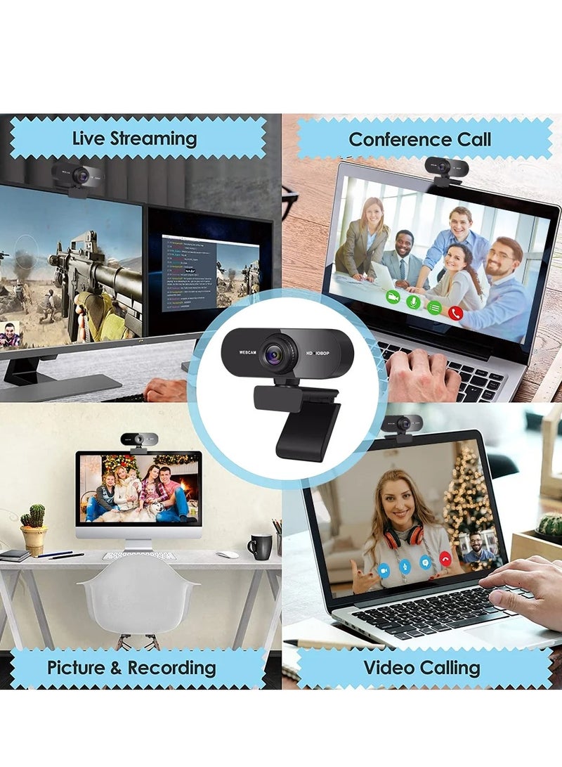Aukey - 1080P HD Webcam with Microphone - Noise Reduction Streaming Computer Web Camera for Desktop Laptop PC - Autofocus USB Camera for Video Calling Zoom Meeting BLACK - Image 1