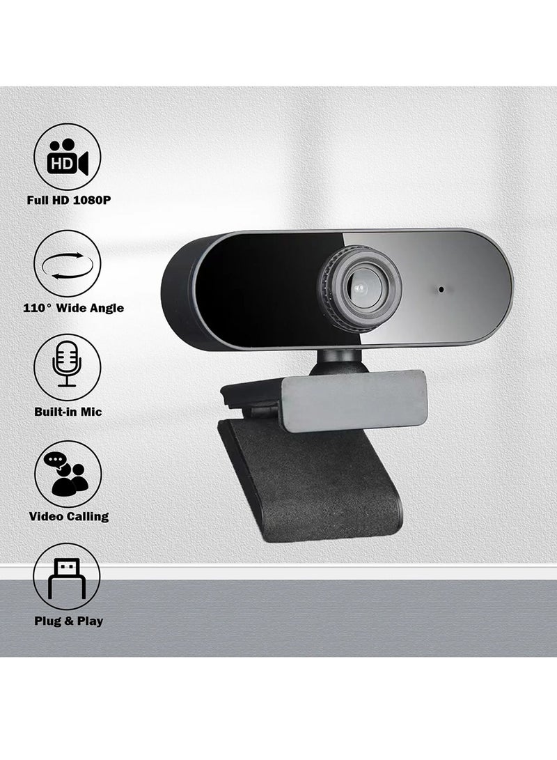 Aukey - 1080P HD Webcam with Microphone - Noise Reduction Streaming Computer Web Camera for Desktop Laptop PC - Autofocus USB Camera for Video Calling Zoom Meeting BLACK - Image 1