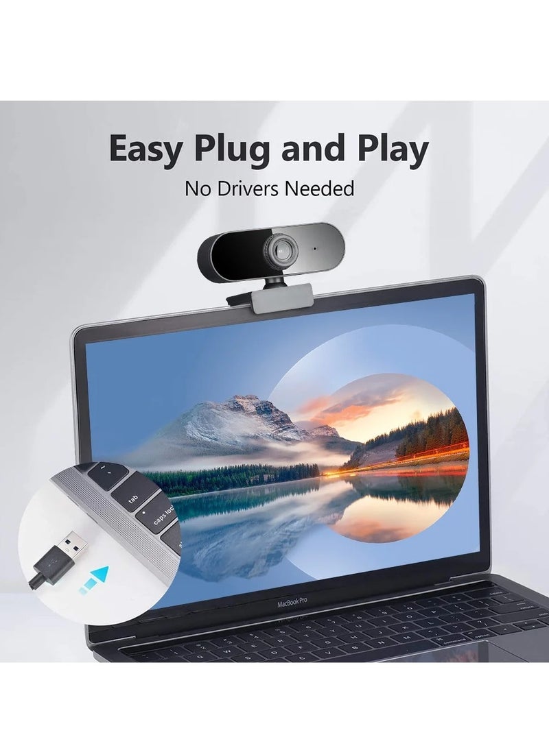 Aukey - 1080P HD Webcam with Microphone - Noise Reduction Streaming Computer Web Camera for Desktop Laptop PC - Autofocus USB Camera for Video Calling Zoom Meeting BLACK - Image 1