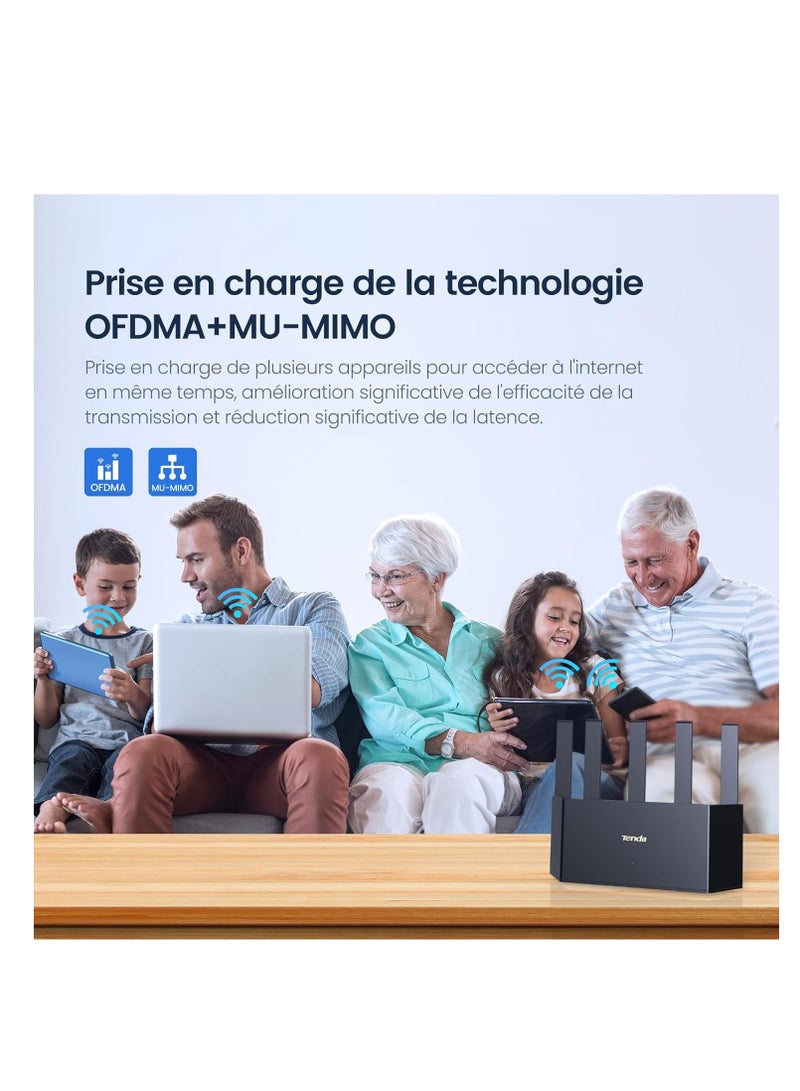 Tenda RX12L Pro AX3000Mbps Dual-Band WiFi Router, Vertical Design, 4 Gigabit Ports, 5 High Gain Antennas, WiFi+ Coverage, Compatible with Mesh, Parental Control, Guest Network, WPA3 Black - Image 4