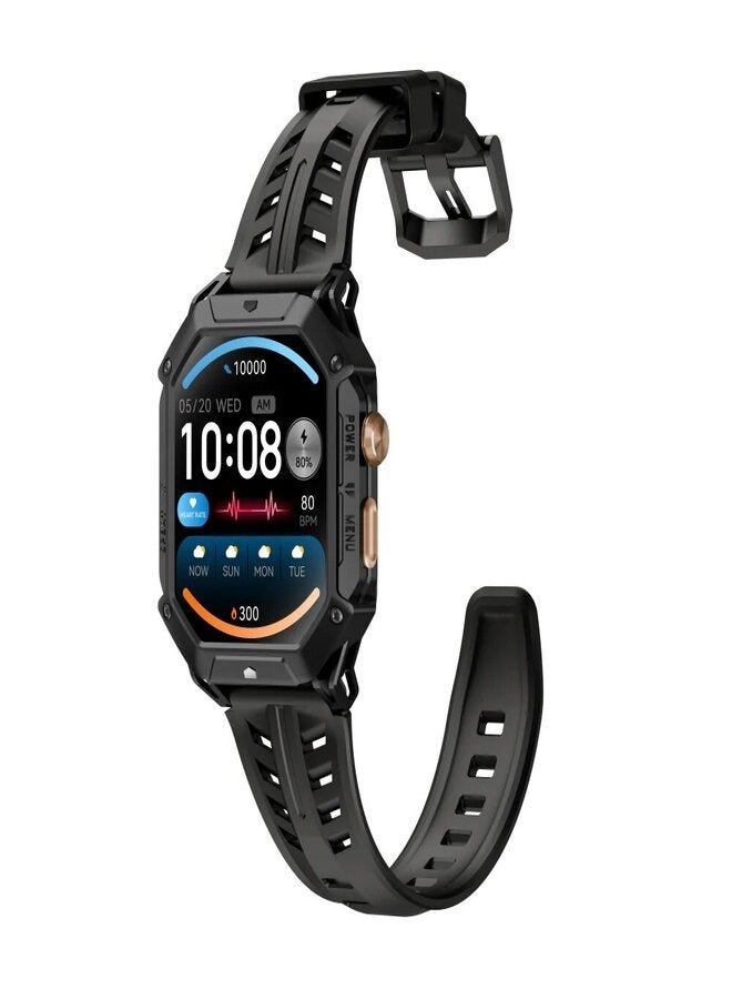 Haylou - Iron N1 Smart Watch 2.13-inch AMOLED HD Display, 850mAh 100 Days Standby Battery Life,5ATM Waterproof,100+ Workout Modes, All-round Health Monitoring, Built-in GPS & Phone Notifications - Black - Image 1