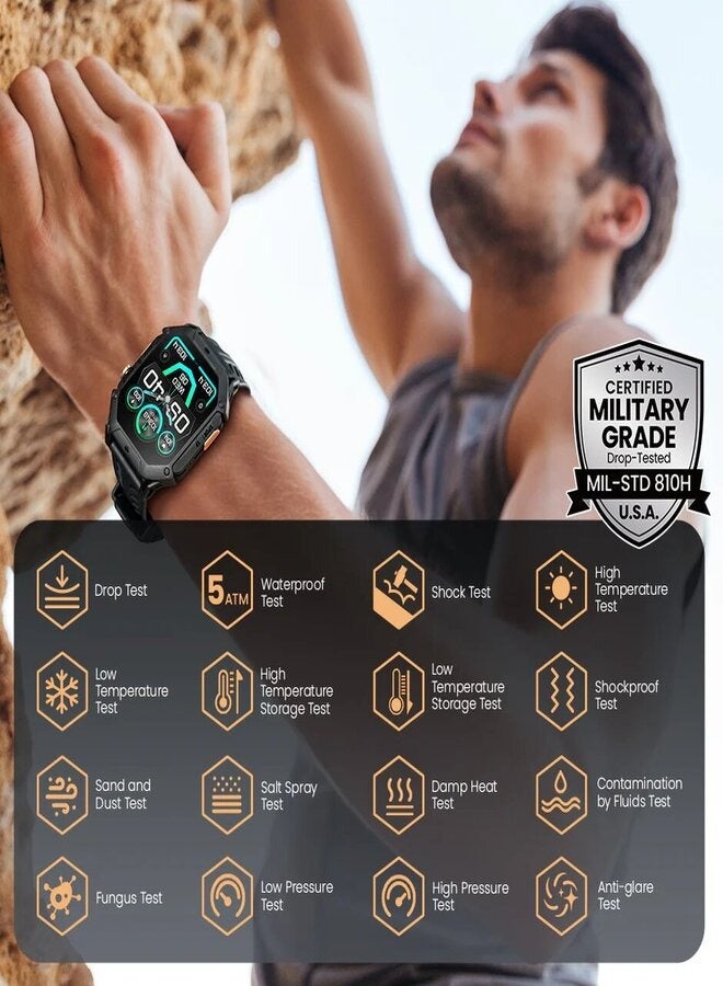 Haylou - Iron N1 Smart Watch 2.13-inch AMOLED HD Display, 850mAh 100 Days Standby Battery Life,5ATM Waterproof,100+ Workout Modes, All-round Health Monitoring, Built-in GPS & Phone Notifications - Black - Image 1
