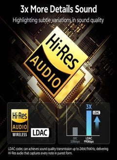 كيو سي واي AilyBuds E10 Bluetooth Earphone, ANC Wireless Earbuds With LDAC Codec with Hires Audio, 4 Mics ENC for Clear Call, 13mm Dynamic Driver, 68ms Game Mode, Touch Control & Long Battery Life - Black  - Image 2