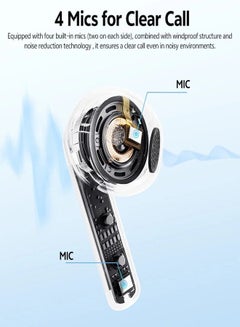 كيو سي واي AilyBuds E10 Bluetooth Earphone, ANC Wireless Earbuds With LDAC Codec with Hires Audio, 4 Mics ENC for Clear Call, 13mm Dynamic Driver, 68ms Game Mode, Touch Control & Long Battery Life - Black  - Image 4