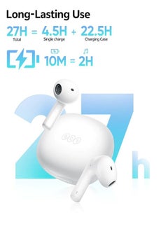 كيو سي واي AilyBuds E10 Bluetooth Earphone, Wireless Earbuds With LDAC Codec with Hires Audio, 4 Mics ENC for Clear Call, 13mm Dynamic Driver, 68ms Game Mode, Touch Control & Long Battery Life - White  - Image 2
