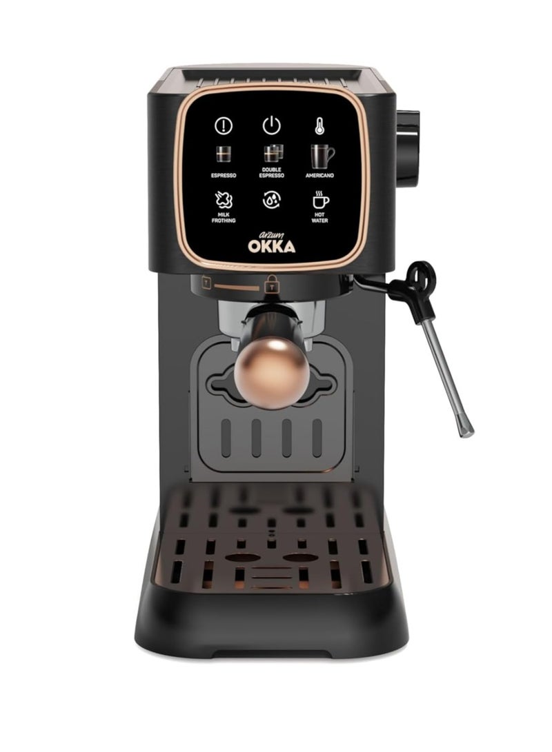 Arzum - Okka Semi Auto Espresso Machine – (With steam nozzle) 1.1 L 1628 W OK0034 Black/Copper - Image 1