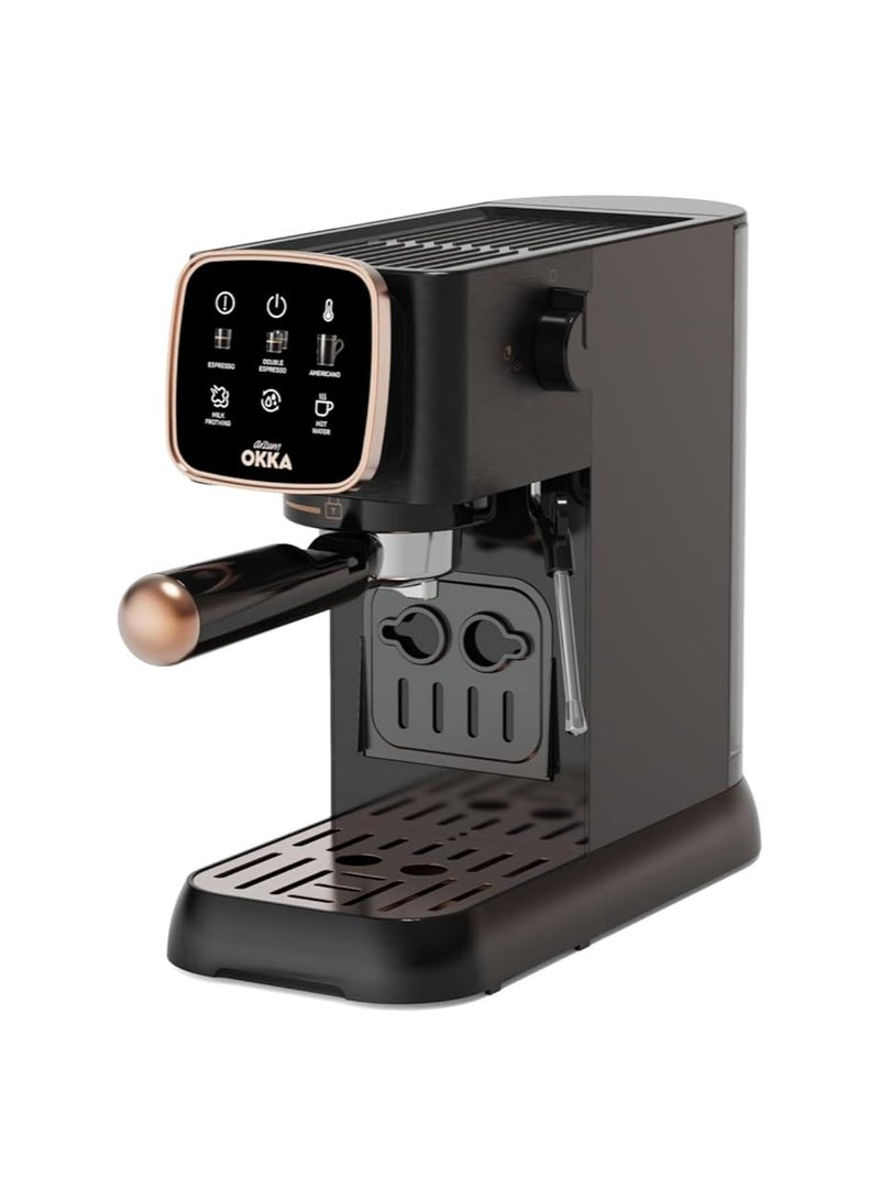 أرزوم ماكينة إسبرسو أوكا نصف أوتوماتيكية – (مع فوهة بخار) 1.1 L 1628 W OK0034 أسود/نحاسي - Image 1