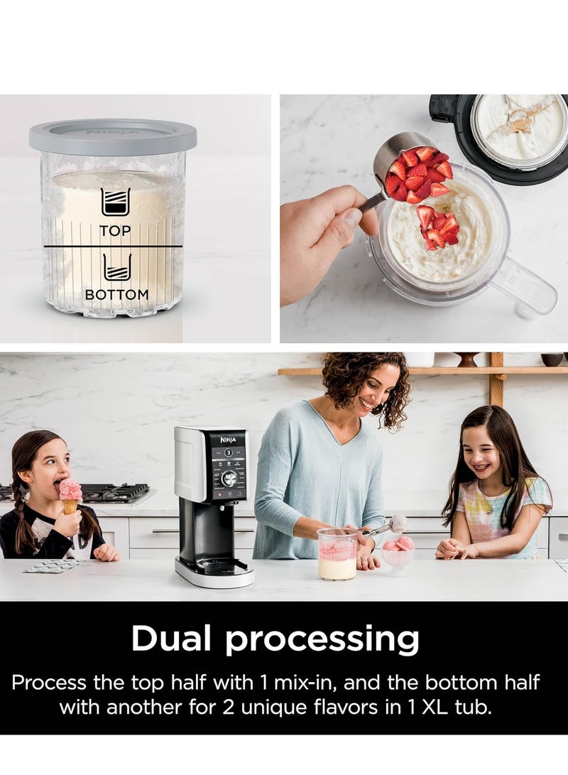 نينجا - CREAMi Deluxe Ice Cream Maker & Frozen Dessert Maker with 3 Tubs, 10 Functions, Makes Ice Cream, Gelato, Sorbet, Frozen Yoghurt, Milkshakes, Slushi & More, 2-in-1 Flavor Option NC501ME Silver - Image 1
