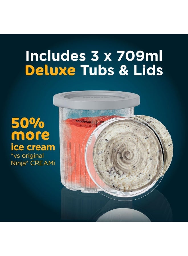 Ninja CREAMi Deluxe 10-in-1 Ice cream & Frozen Drink Maker with 3 Tubs, 10 Functions, Makes Ice Cream, Gelato, Sorbet, Frozen Yoghurt, Milkshakes, Slushi & More, 2-in-1 Flavor Option NC501ME Silver - Image 3