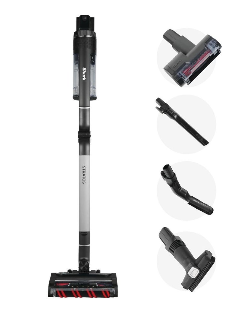 Shark Stratos Cordless Stick Vacuum Cleaner, Pet Pro Model, [Double Battery], LED Smart Display, Upto 120 Minutes Run-Time 181 W IZ420MET Charcoal/Silver 