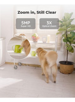 reolink E1 Zoom Indoor Security Camera, 2.4/5GHz Dual Band WiFi, 5MP Plug-in Pet Camera, 360 Degree Baby/Dog Monitor with 3X Optical Zoom, Auto Tracking, Person/Pet Detection,5V/2A DC  - Image 2