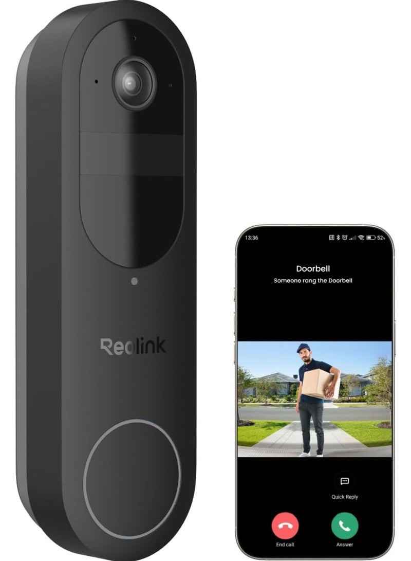 reolink - Wireless 2K Battery Video Doorbell Camera, 150°x150° Head-to-Toe View, 2.4/5 GHz WiFi, Battery or Wired Power Options, Two-Way Talk, Person/Vehicle/Package Detection(Chime not Included) - Image 1