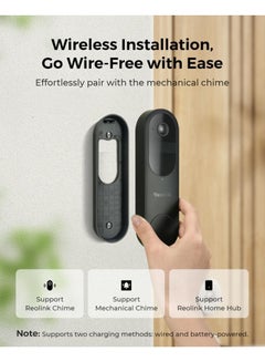 Wireless 2K Battery Video Doorbell Camera, 150°x150° Head-to-Toe View, 2.4/5 GHz WiFi, Battery or Wired Power Options, Two-Way Talk, Person/Vehicle/Package Detection(Chime not Included) - pnsku/N70149899V/45/_/1738835365/2ed579a7-552e-4ed1-8d42-ba36b18bc6a3