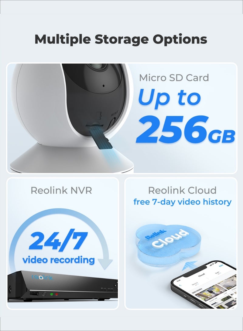 ريولينك - 2K Indoor Security Camera E1, Plug-in 2.4G Wireless WiFi for Baby/Pet Monitor with Phone app, 360 Degree Dog Camera with Person/Pet Detection, Night Vision, 2-Way Talk, Local Storage - Image 1