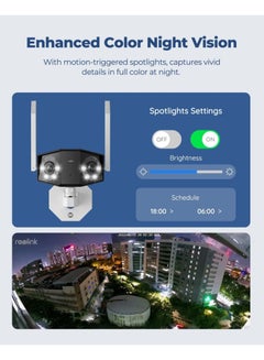 reolink 4K WiFi Security Camera with Ultra-Wide Angle, 2.4/5GHz Plug-in Outdoor Camera, Smart Human/Vehicle/Pet Detection, Color Night Vision, Two-Way Talk, IP67 Waterproof, Duo 2 WiFi  - Image 3