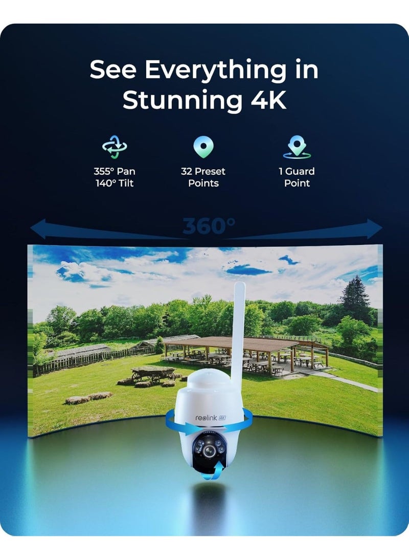 reolink 4K Cellular Security Camera, 3G/4G LTE No WiFi Wireless Outdoor Camera, 4K Live Video, 360° Full Cover, Color Night Vision, Smart Person/Vehicle/Pet Detection, GO PT Ultra  - Image 2