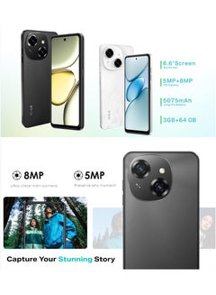 OALE POP9 6.6-Inch Dual SIM Startrail Black 3GB RAM 64GB 5075mAh Big Battery 4G - Middle East Version  - Image 2