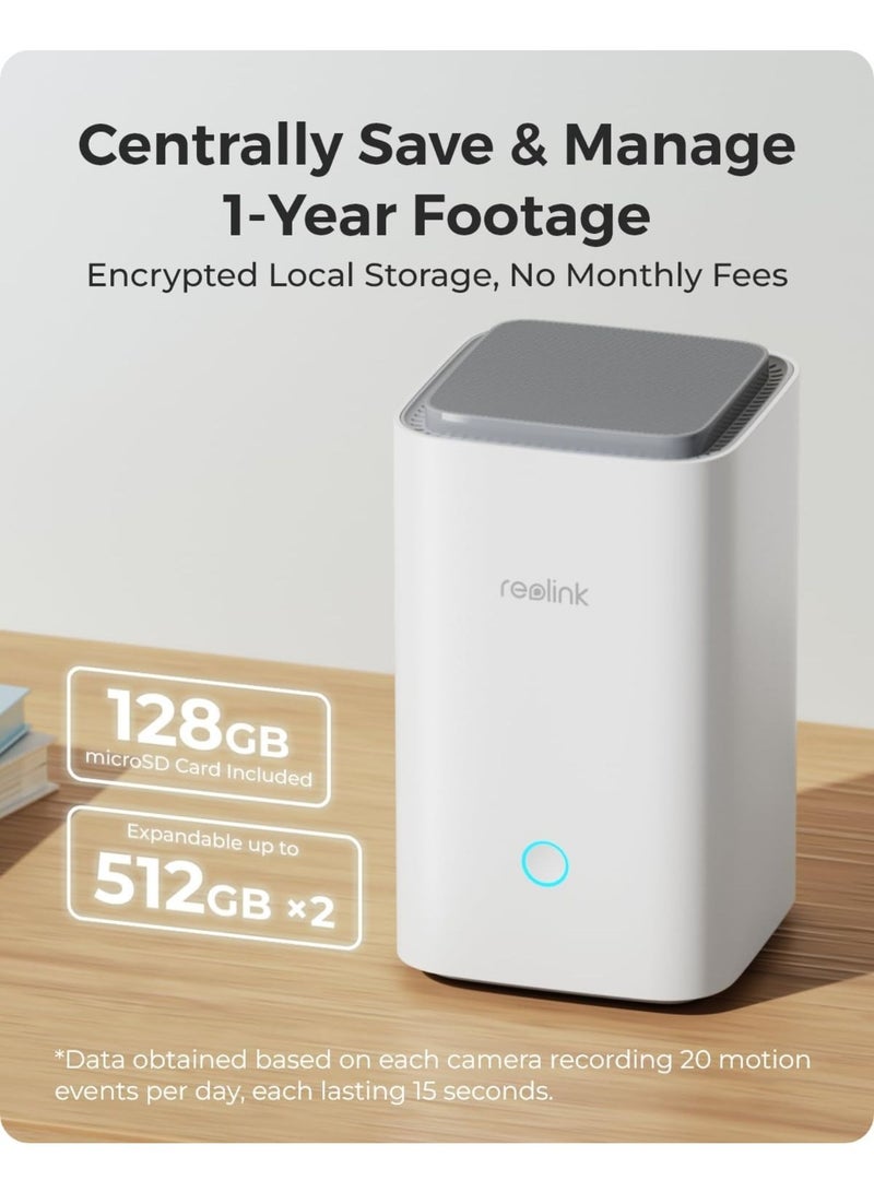 ريولينك نظام كاميرات أمان خارجية لاسلكية 4K، تخزين محلي مشفر لمدة سنة، رؤية ليلية ملونة، واي فاي 2.4/5GHz، كشف بالذكاء الاصطناعي، بدون رسوم شهرية، مركز منزلي مع 4X إيكو ألترا + لوحة شمسية - Image 4