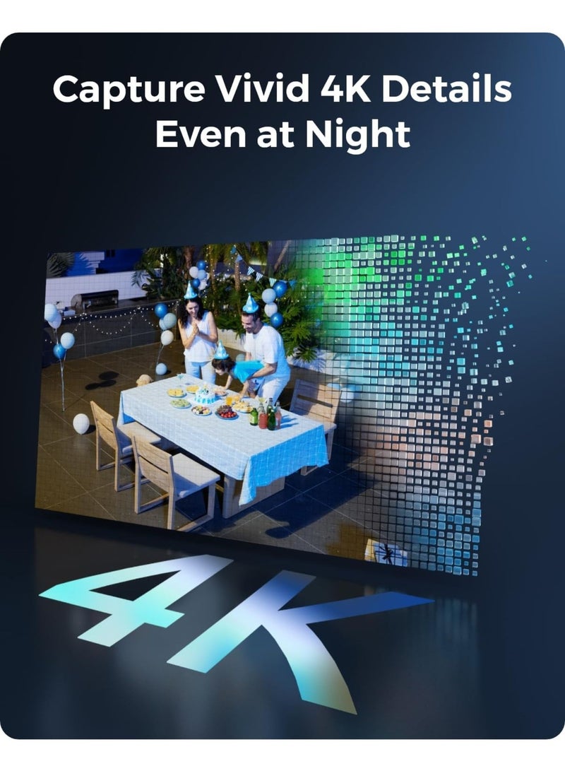 ريولينك نظام كاميرات أمان خارجية لاسلكية 4K، تخزين محلي مشفر لمدة سنة، رؤية ليلية ملونة، واي فاي 2.4/5GHz، كشف بالذكاء الاصطناعي، بدون رسوم شهرية، مركز منزلي مع 4X إيكو ألترا + لوحة شمسية - Image 2