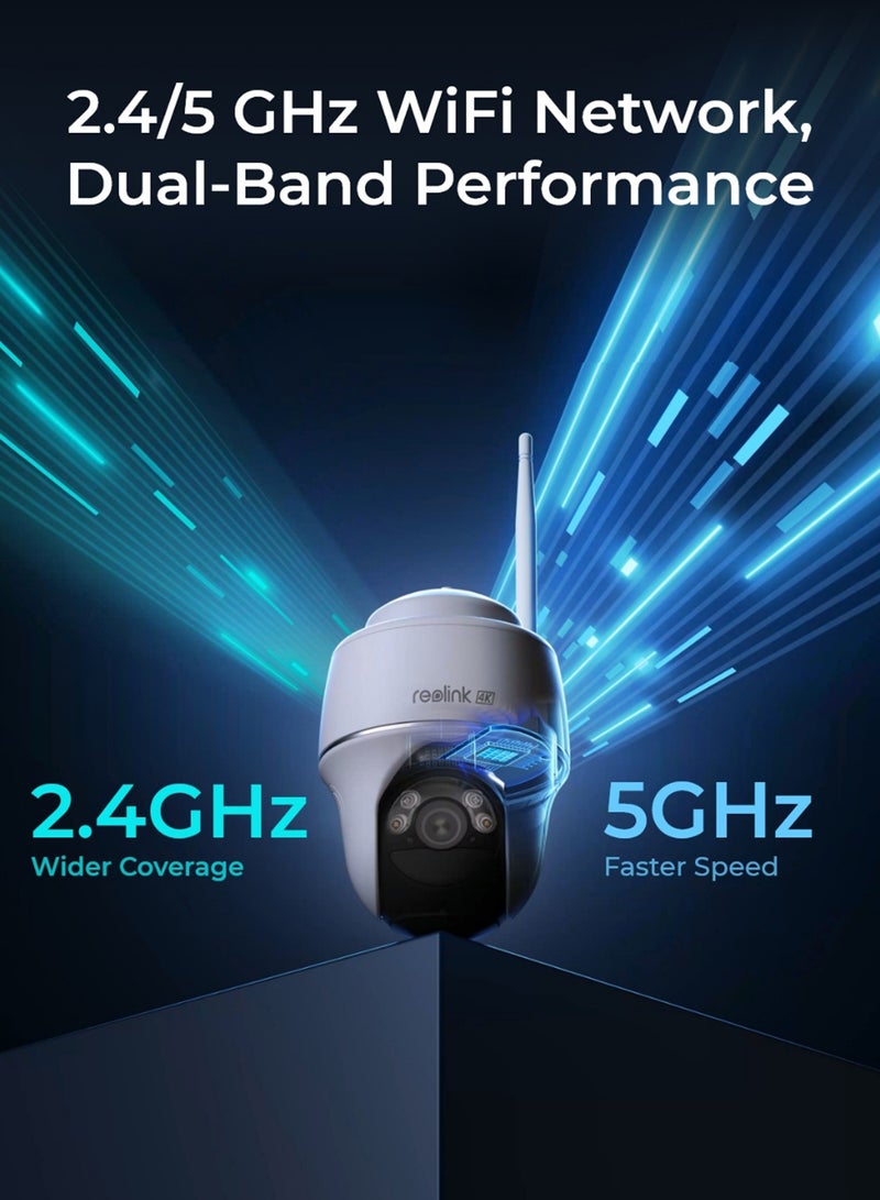 reolink - Argus PT Ultra, 4K Security Camera, Wireless Outdoor Camera, 360° Pan & Tilt, 2.4/5 GHz Dual Band Wi-Fi, Smart Detection, No Monthly Fee, 6W Solar Panel Compatible (Not Included) - Image 1